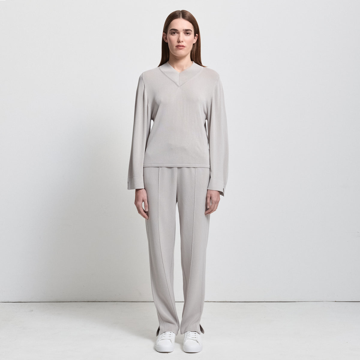 Base Layer Relaxed V-Neck Knit - Oyster