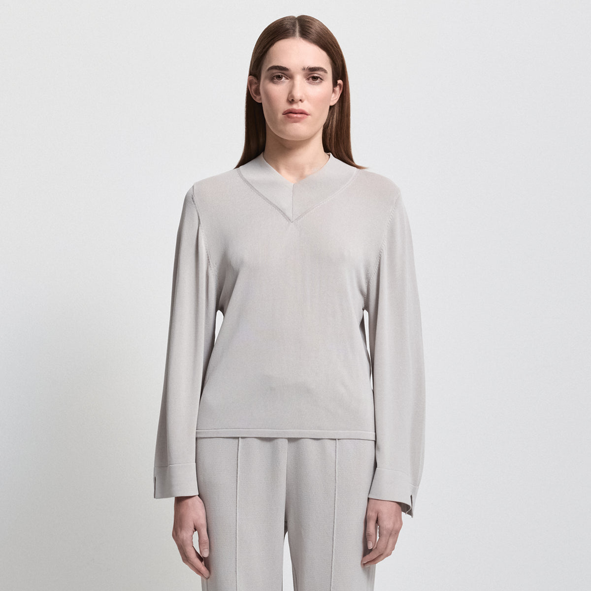Base Layer Relaxed V-Neck Knit - Oyster