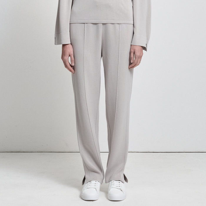 Base Layer Wide Leg Knit Pant- Oyster