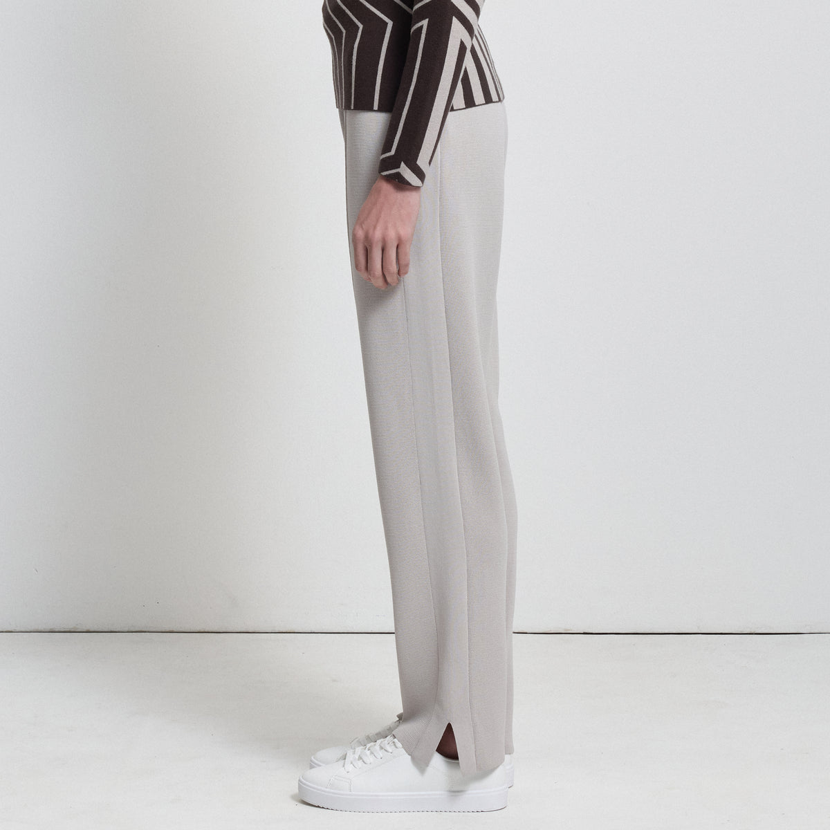 Base Layer Wide Leg Knit Pant- Oyster