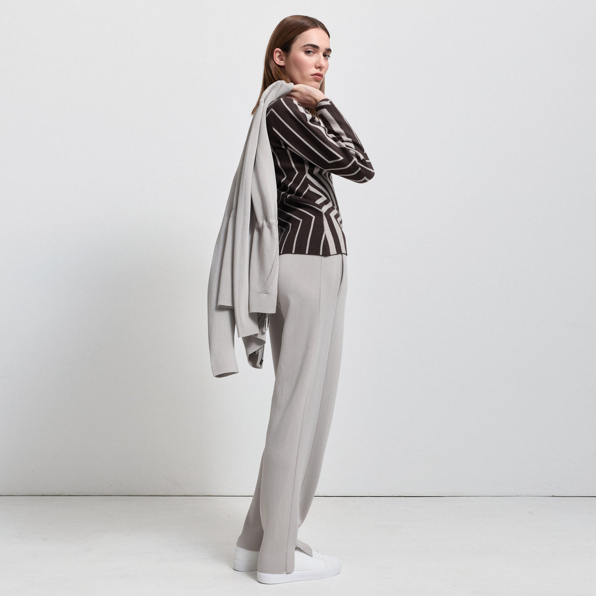 Base Layer Wide Leg Knit Pant- Oyster