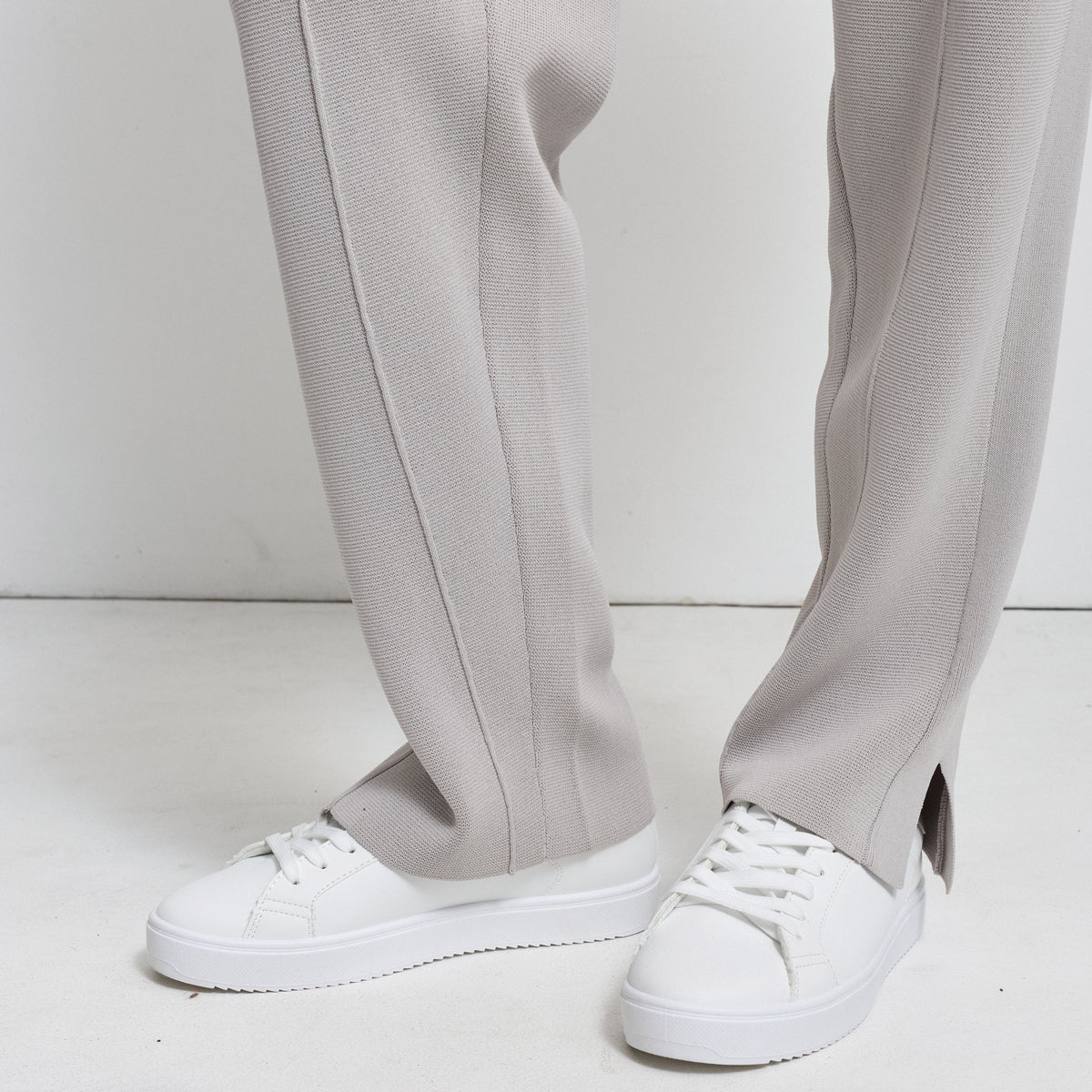 Base Layer Wide Leg Knit Pant- Oyster