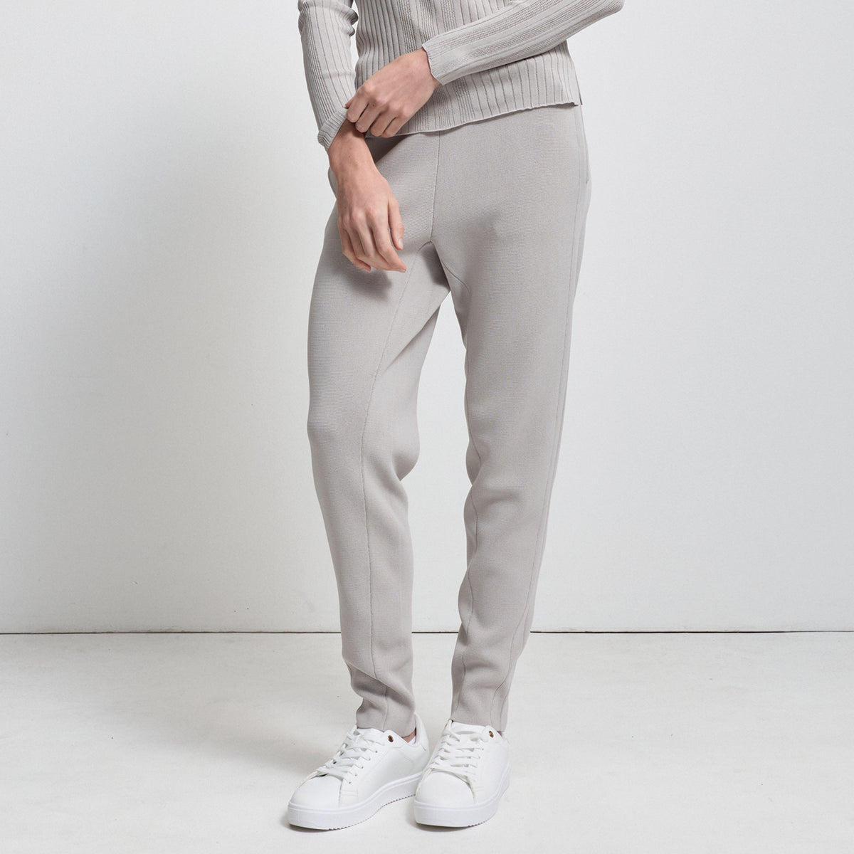 Base Layer Relaxed Straight Leg Knit Pant- Oyster