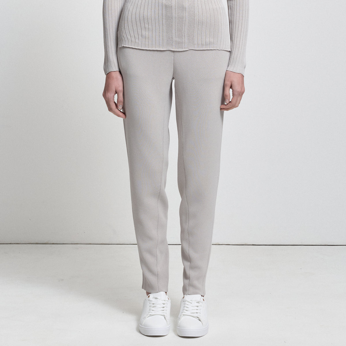 Base Layer Relaxed Straight Leg Knit Pant- Oyster