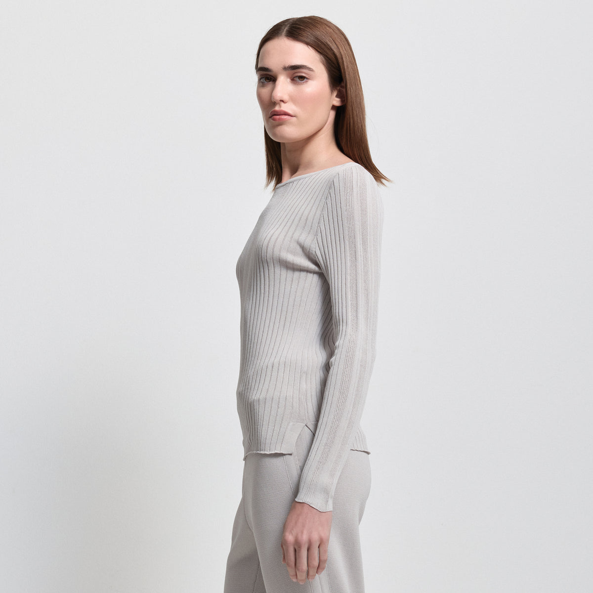 Base Layer Multi-Rib Long Sleeve Knit - Oyster