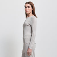 Base Layer Multi-Rib Long Sleeve Knit - Oyster