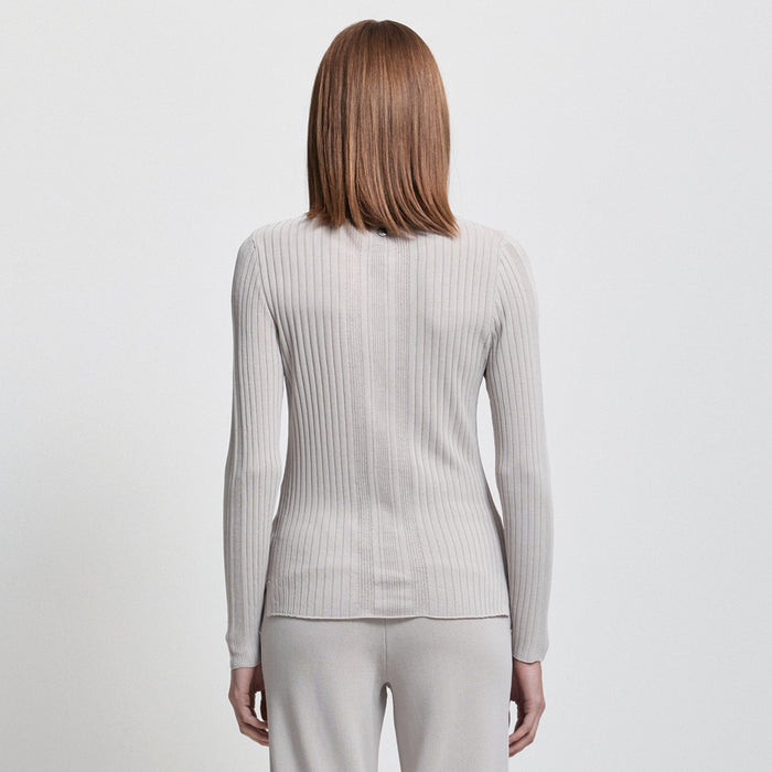 Base Layer Multi-Rib Long Sleeve Knit - Oyster