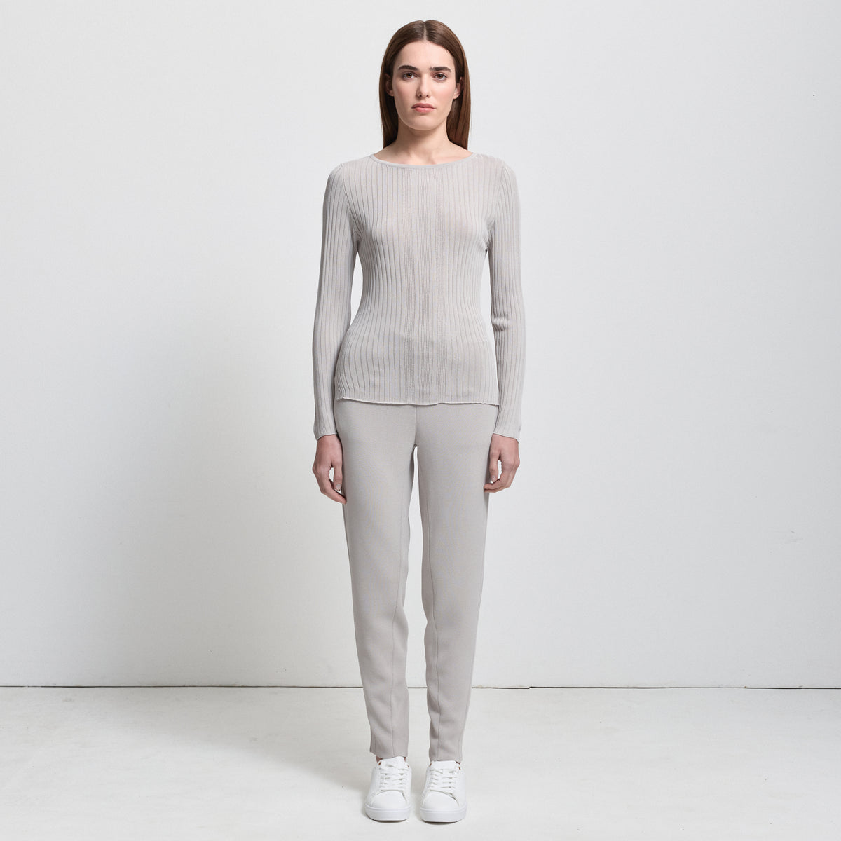 Base Layer Multi-Rib Long Sleeve Knit - Oyster