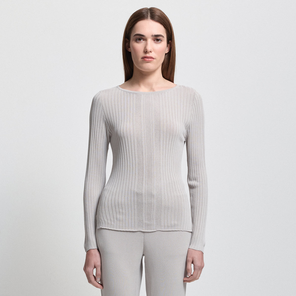 Base Layer Multi-Rib Long Sleeve Knit - Oyster