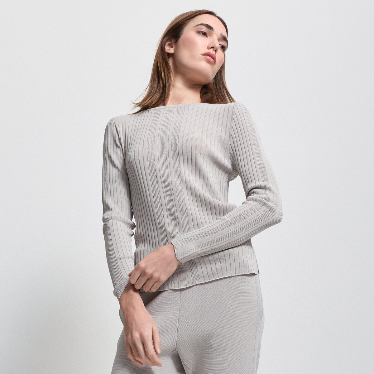 Base Layer Multi-Rib Long Sleeve Knit - Oyster