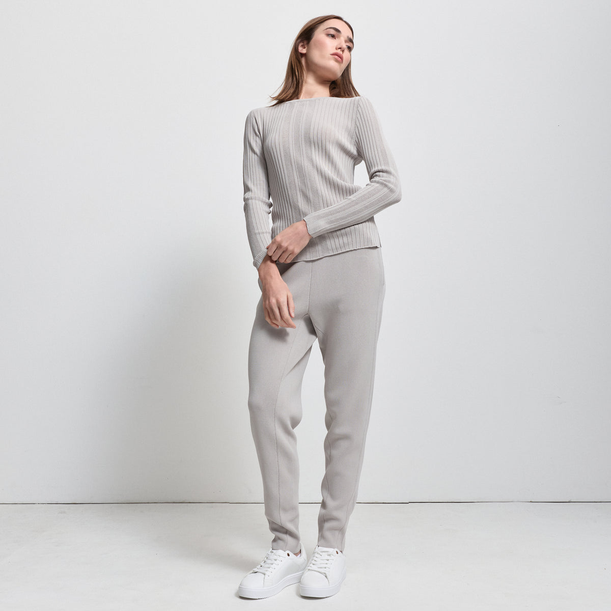 Base Layer Multi-Rib Long Sleeve Knit - Oyster