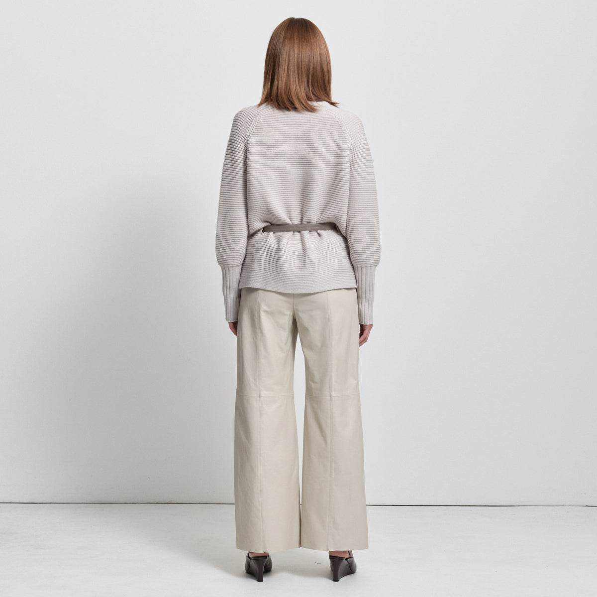 Chicago Wide Leg Pant - Porcelain Leather