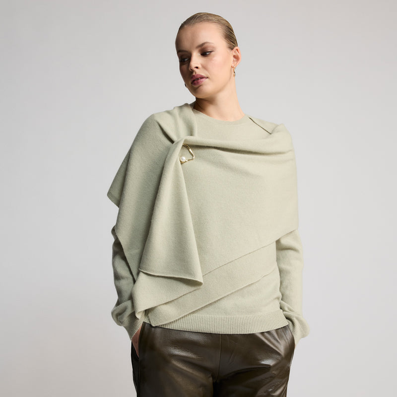 Grace Long Knitted Cashmere Scarf - Pistachio