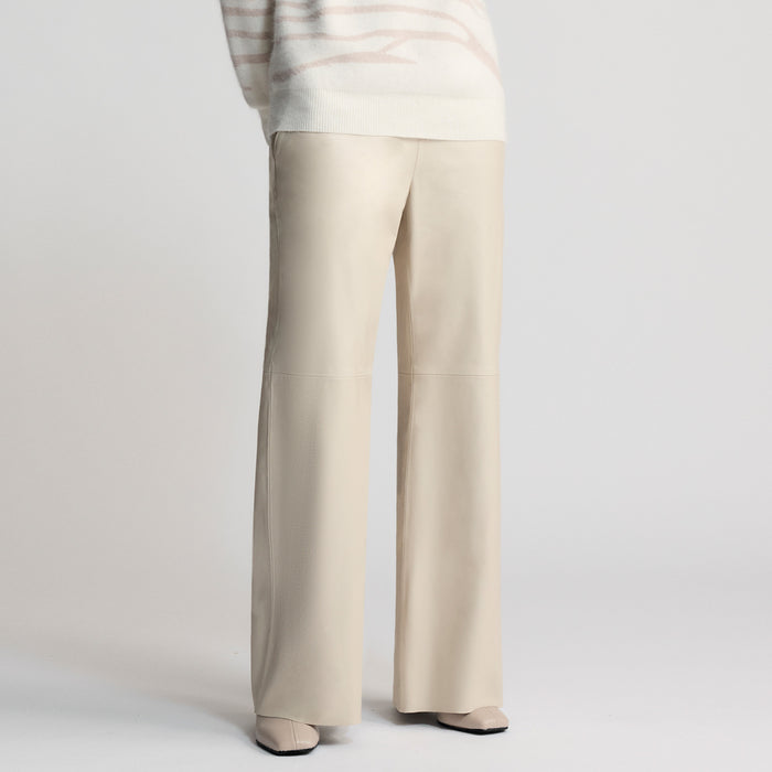 Chicago - Wide Leg Leather Pant - Porcelain