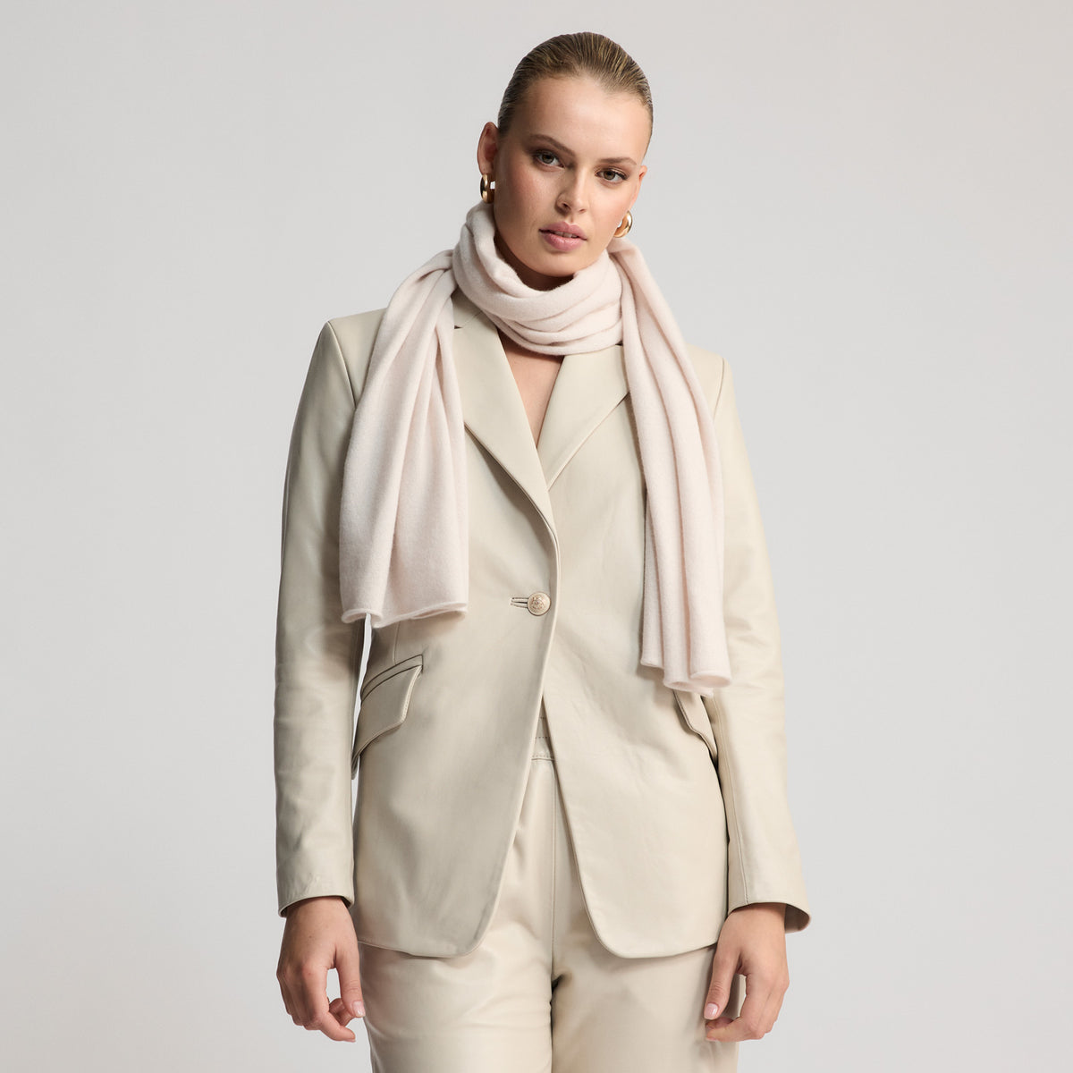 Grace Long Knitted Cashmere Scarf - Mink