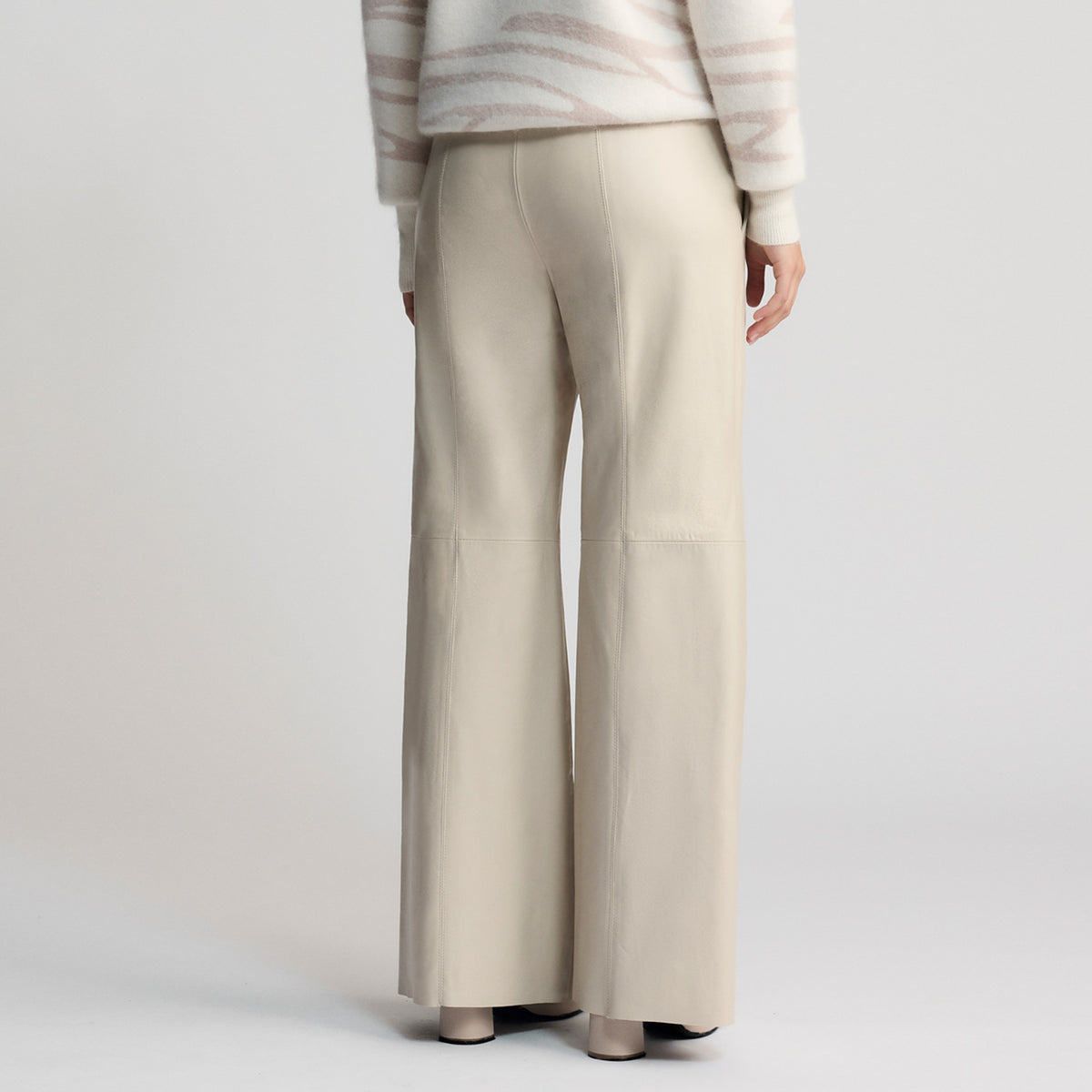 Chicago - Wide Leg Leather Pant - Porcelain