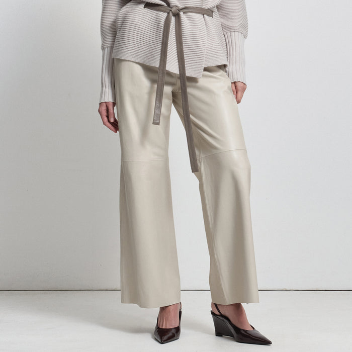 Chicago Wide Leg Pant - Porcelain Leather