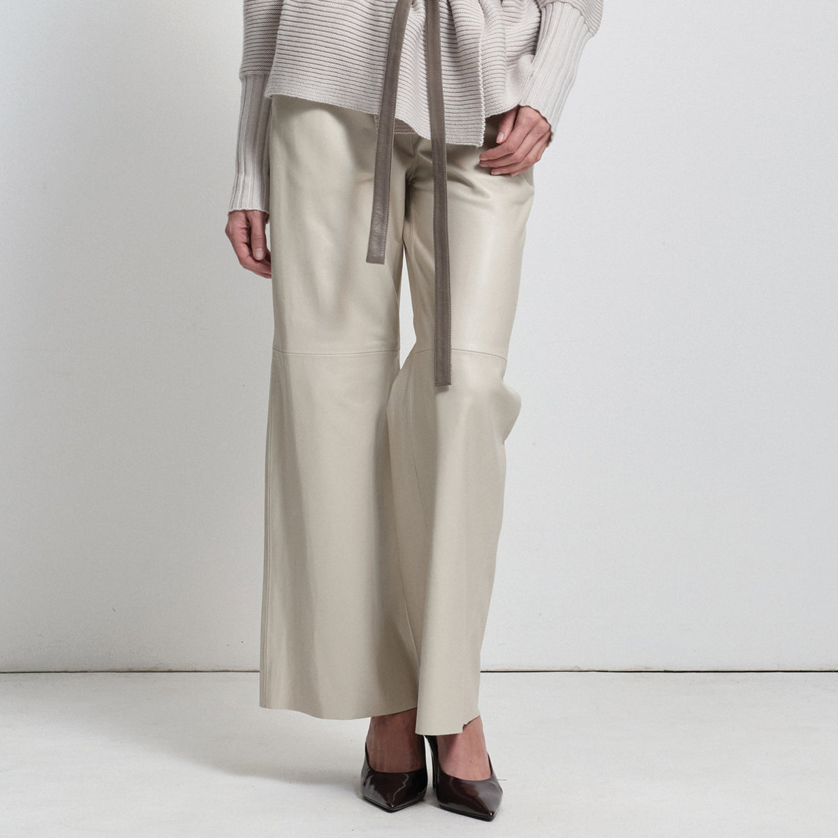 Chicago Wide Leg Pant - Porcelain Leather