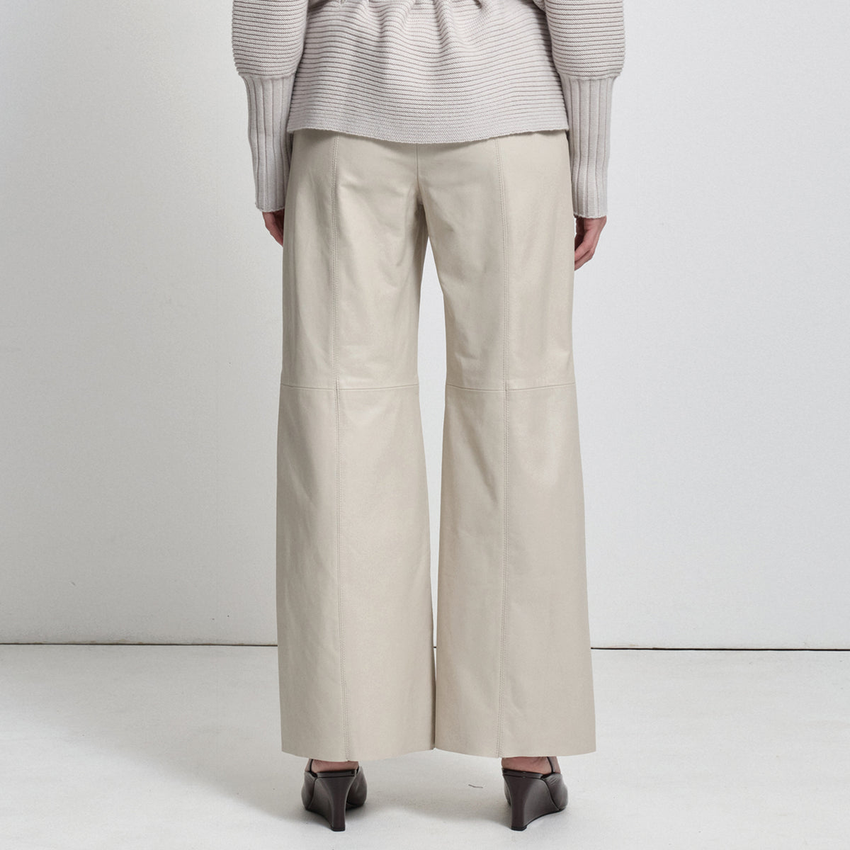 Chicago Wide Leg Pant - Porcelain Leather