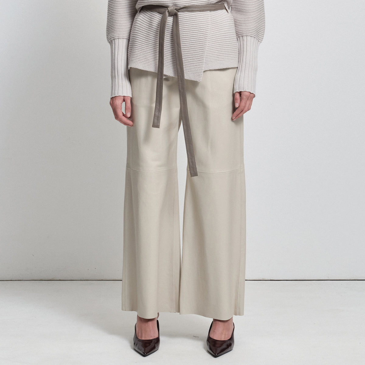 Chicago Wide Leg Pant - Porcelain Leather