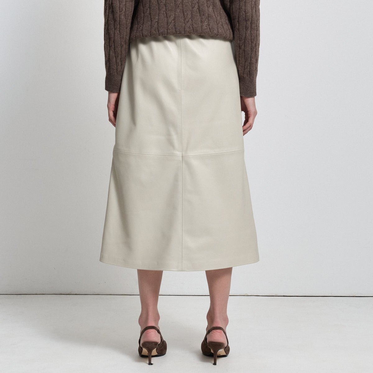Gabriella Skirt - Porcelain Leather