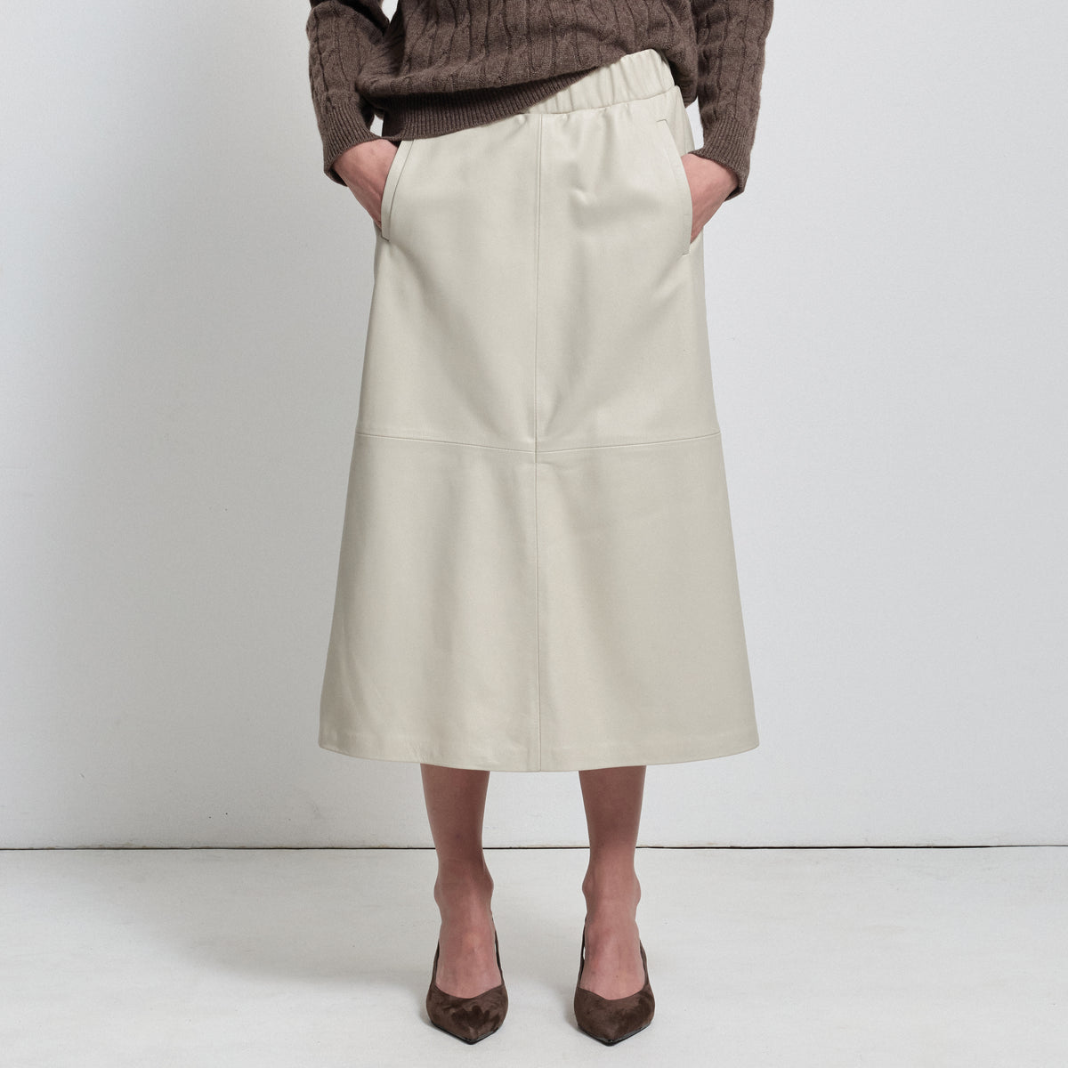 Gabriella Skirt - Porcelain Leather