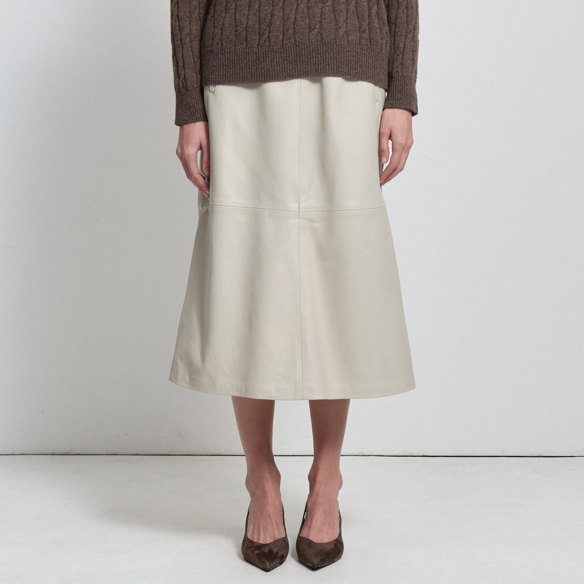 Gabriella Skirt - Porcelain Leather