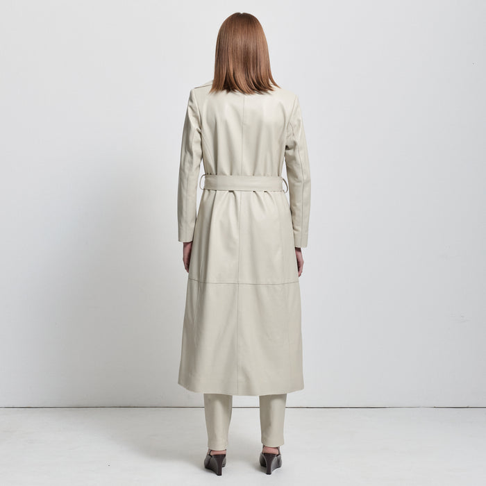 Harper Trench Coat - Porcelain Leather