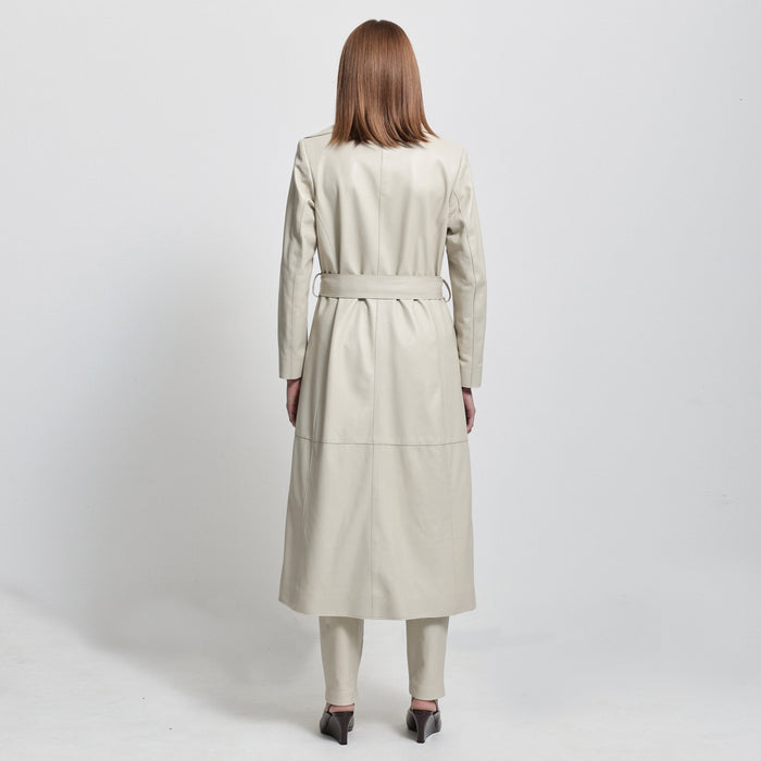 Harper Trench Coat - Porcelain Leather