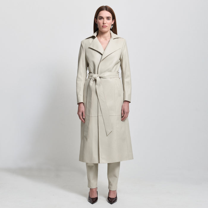 Harper Trench Coat - Porcelain Leather