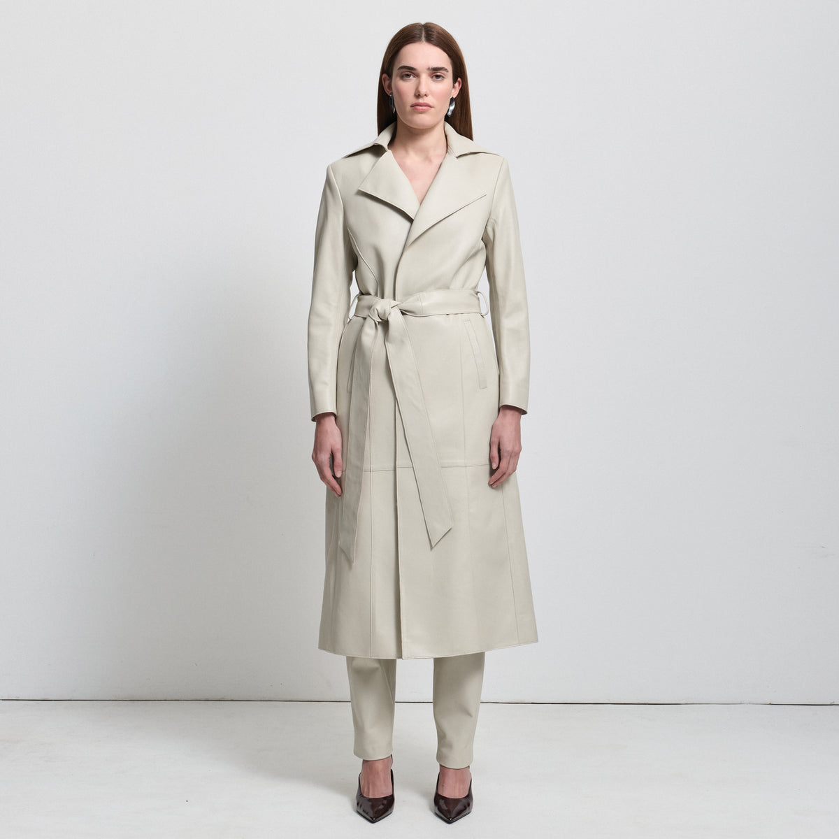 Harper Trench Coat - Porcelain Leather