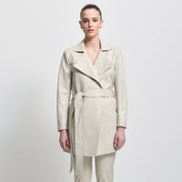 Henrietta Three Quarter Coat - Porcelain Leather