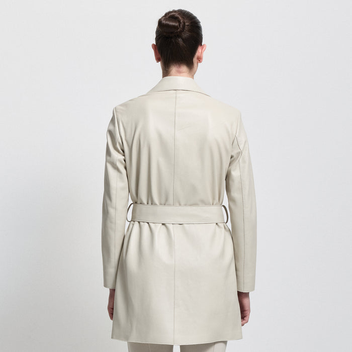 Henrietta Three Quarter Coat - Porcelain Leather