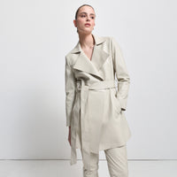 Henrietta Three Quarter Coat - Porcelain Leather