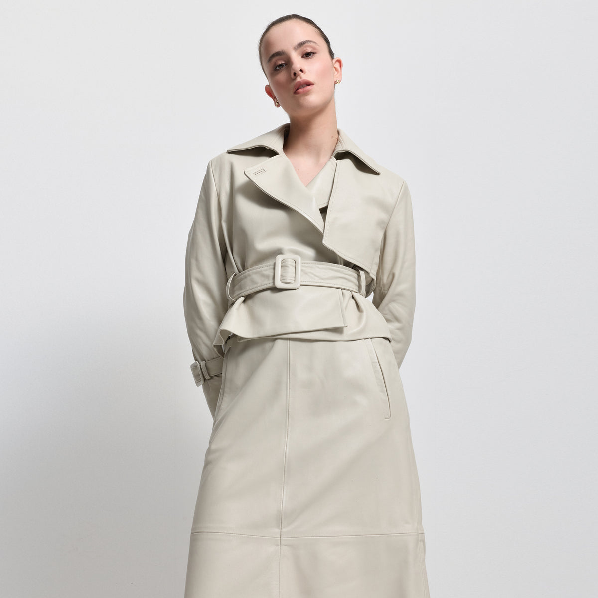 Gabriella Skirt - Porcelain Leather