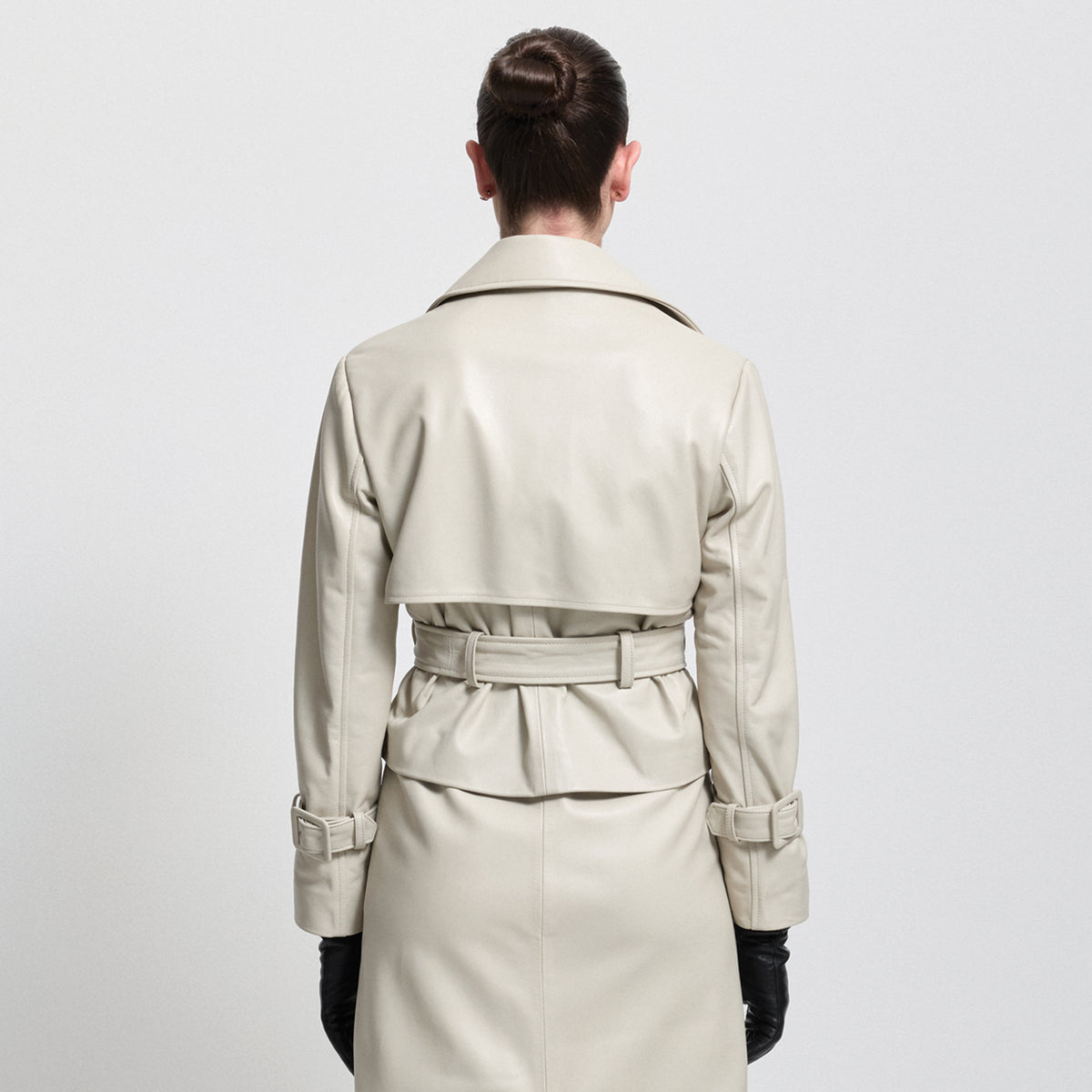 Nicole Cropped Trench - Porcelain Leather