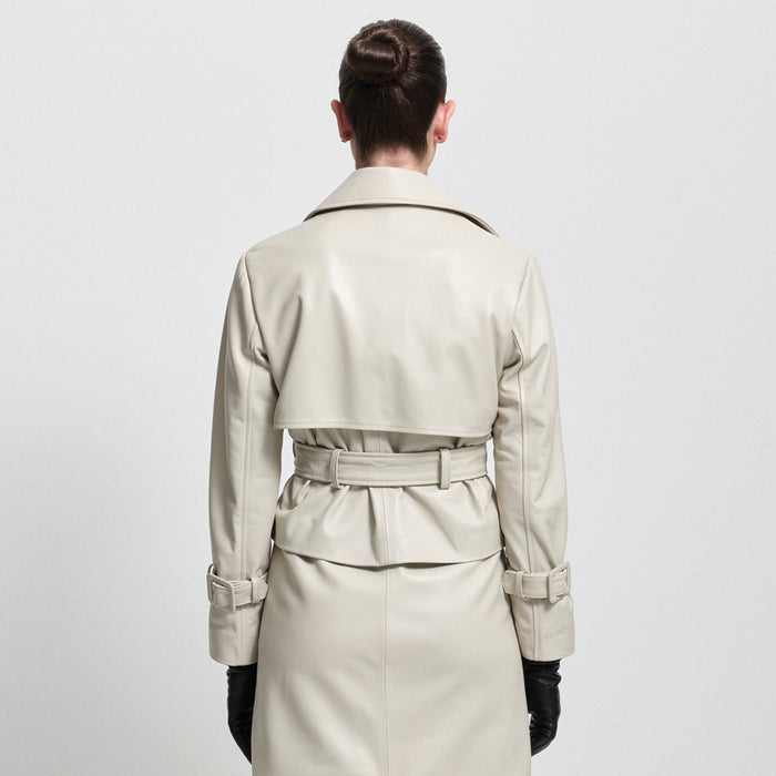 Nicole Cropped Trench - Porcelain Leather
