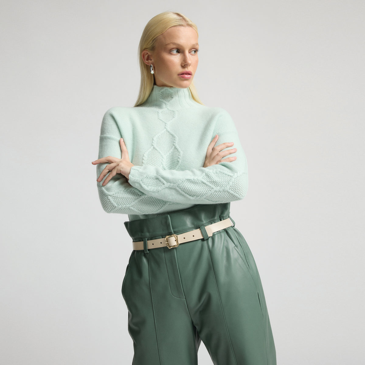 Cadence Leather Trouser - Sage