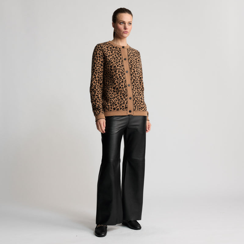 Chiara - Reversible Cashmere Knit Cardigan - Leopard