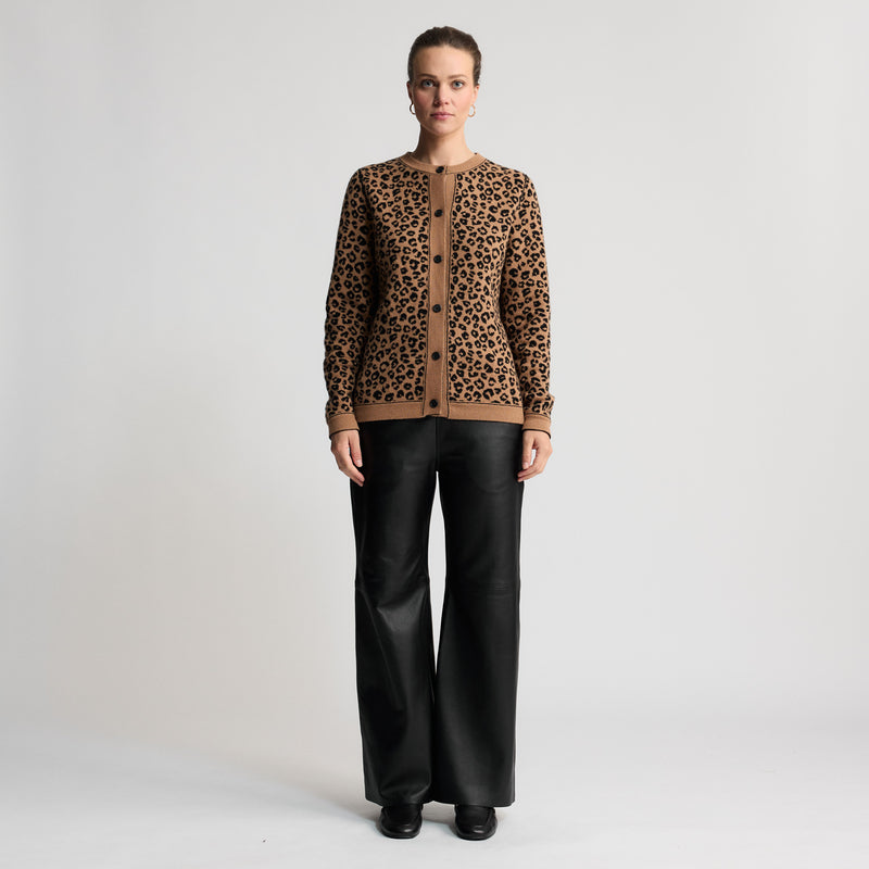 Chiara - Reversible Cashmere Knit Cardigan - Leopard