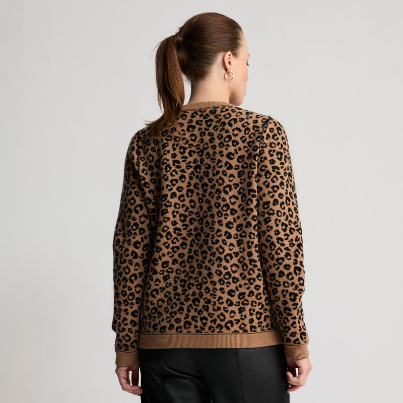 Chiara - Reversible Cashmere Knit Cardigan - Leopard