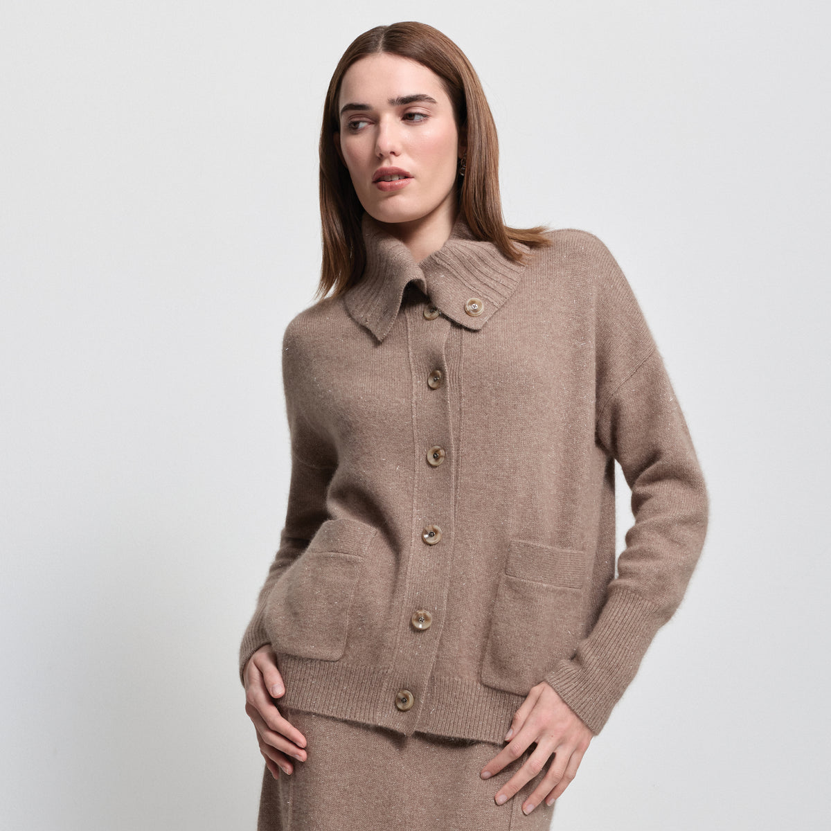 Simona Knit Cardigan- Toblerone