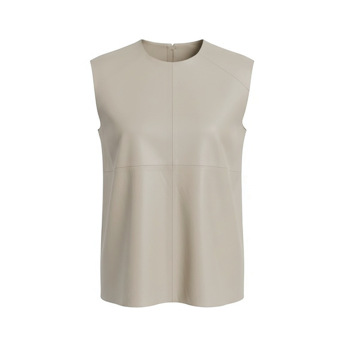 Didi Leather Top - Porcelain