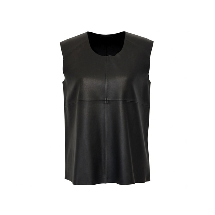 Didi Leather Top - Jet Black