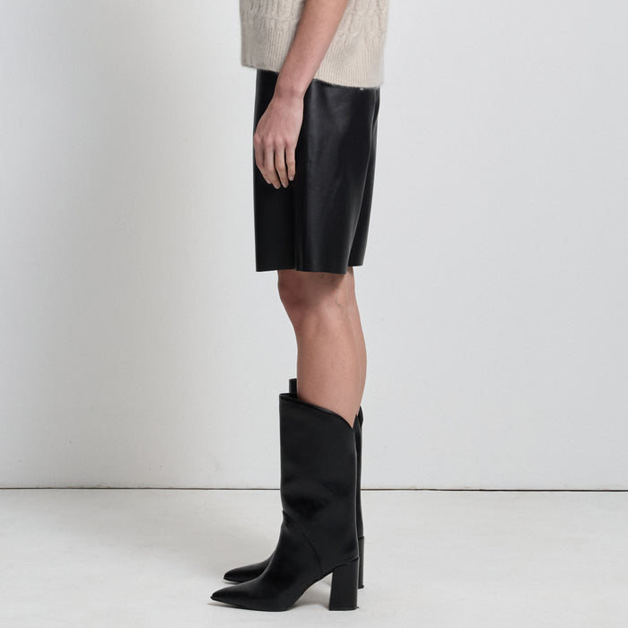 Xavier Shorts - Jet Black Leather