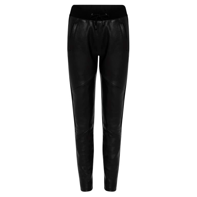 Frankie Leather Jogger Pant - Jet Black